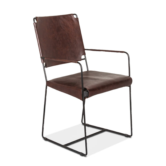 New York Arm Dining Chair - Chocolate Leather
