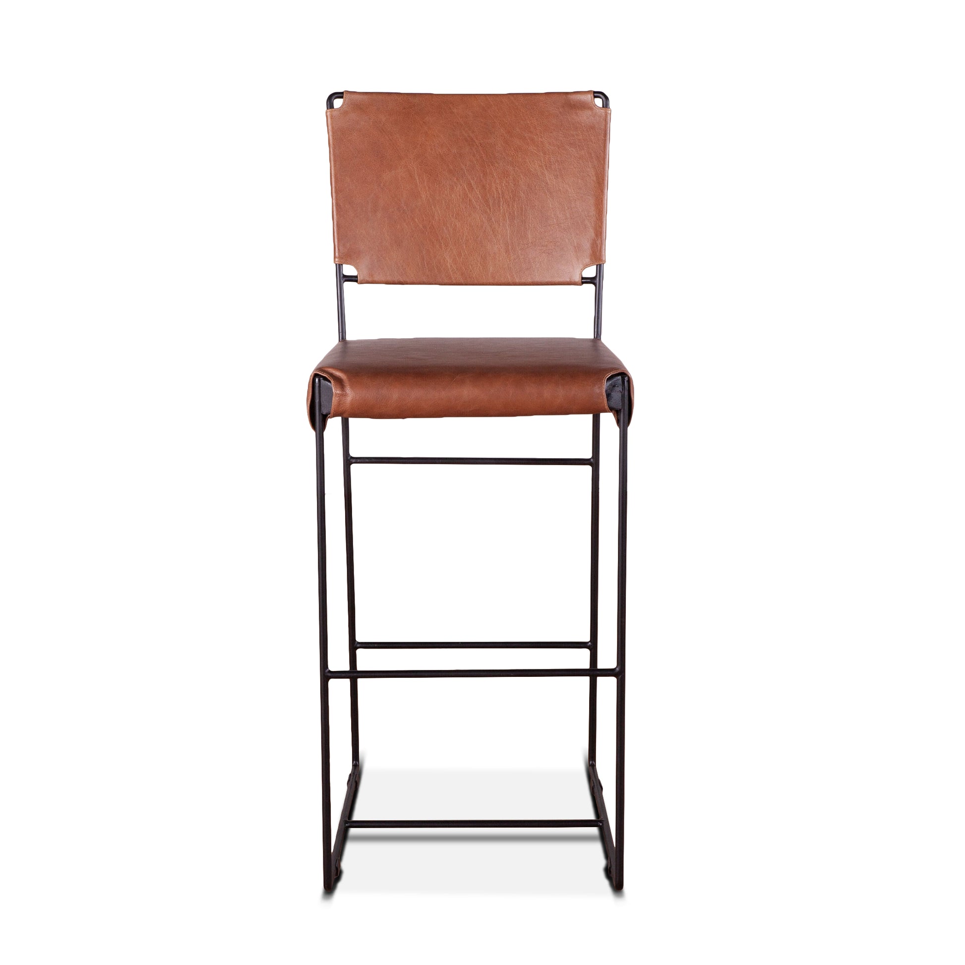 New York Leather Bar Chair - Cognac Leather