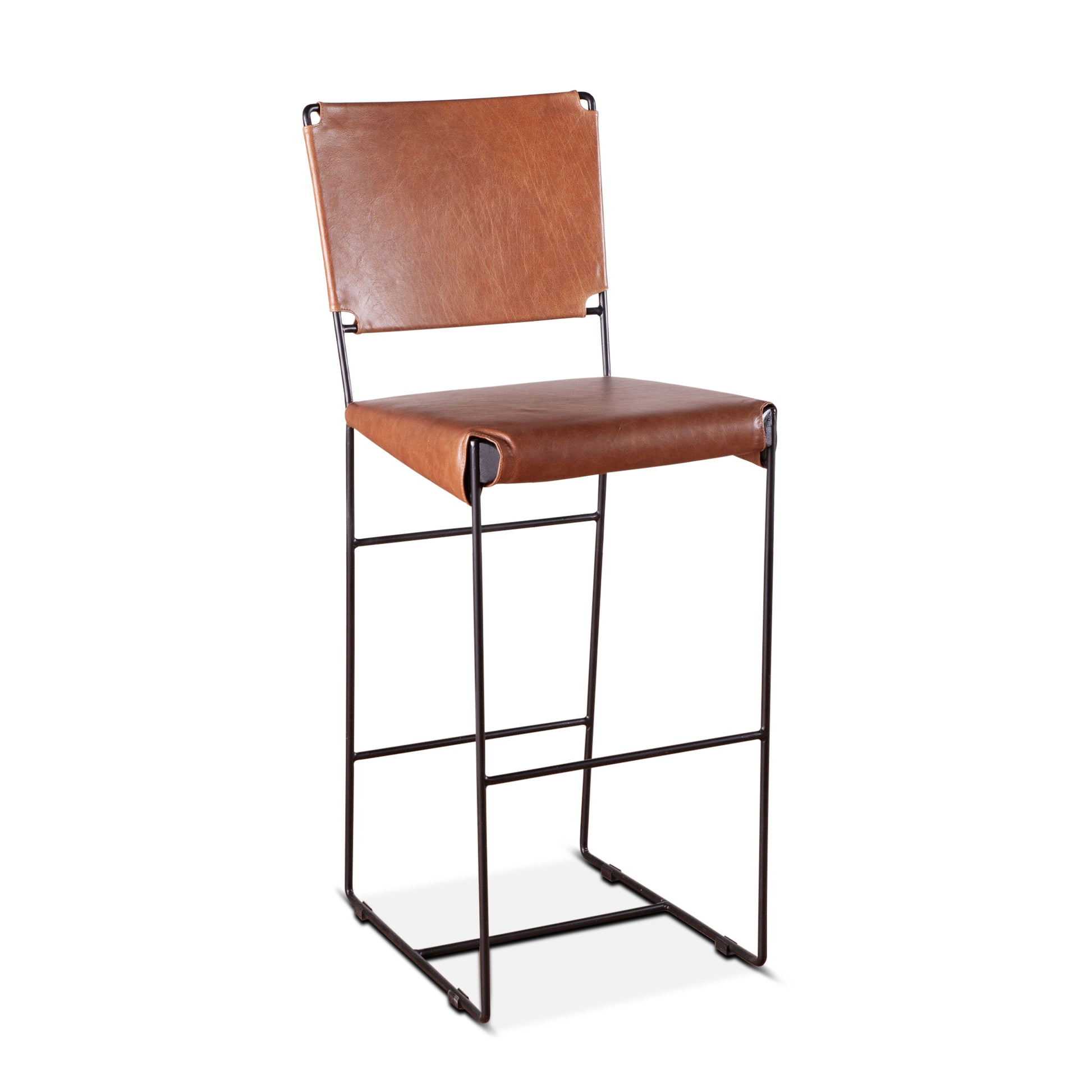 New York Leather Bar Chair - Cognac Leather