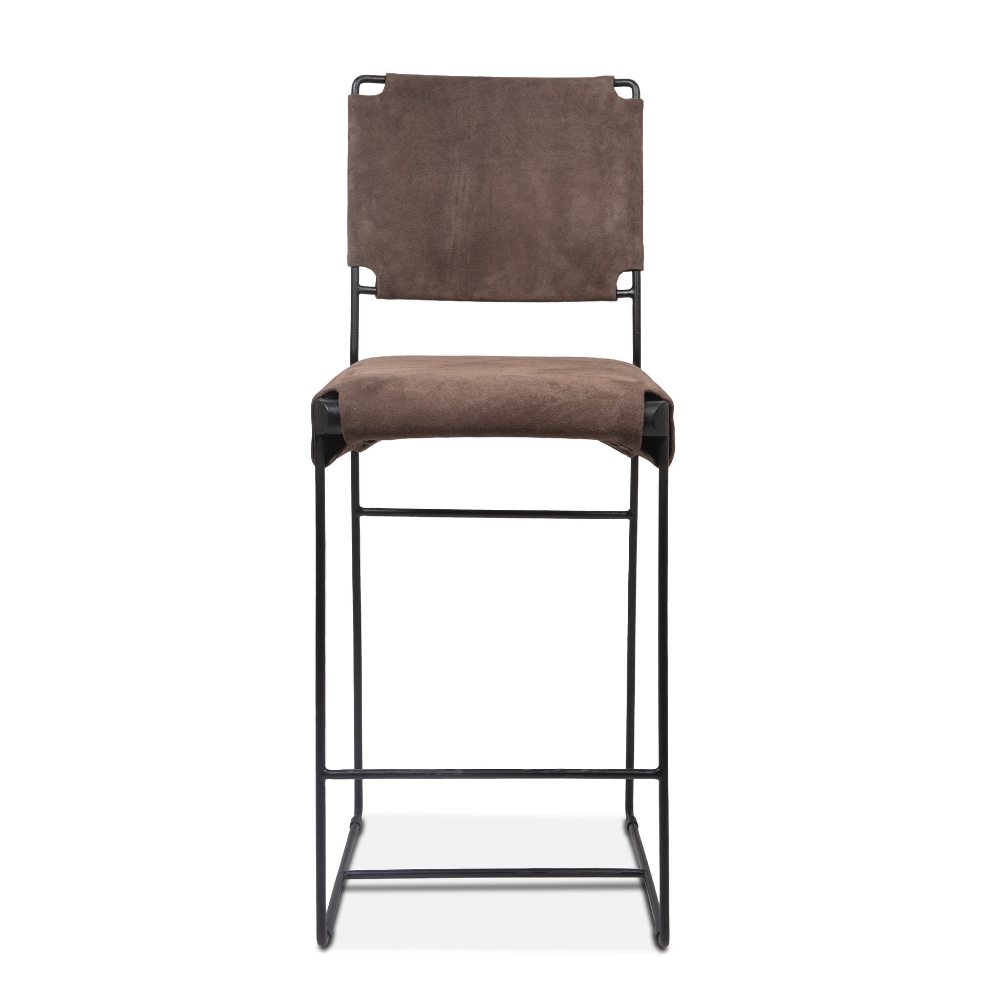 New York Leather Counter Chair - Asphalt Grey Suede
