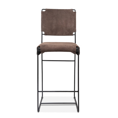 New York Leather Counter Chair - Asphalt Grey Suede