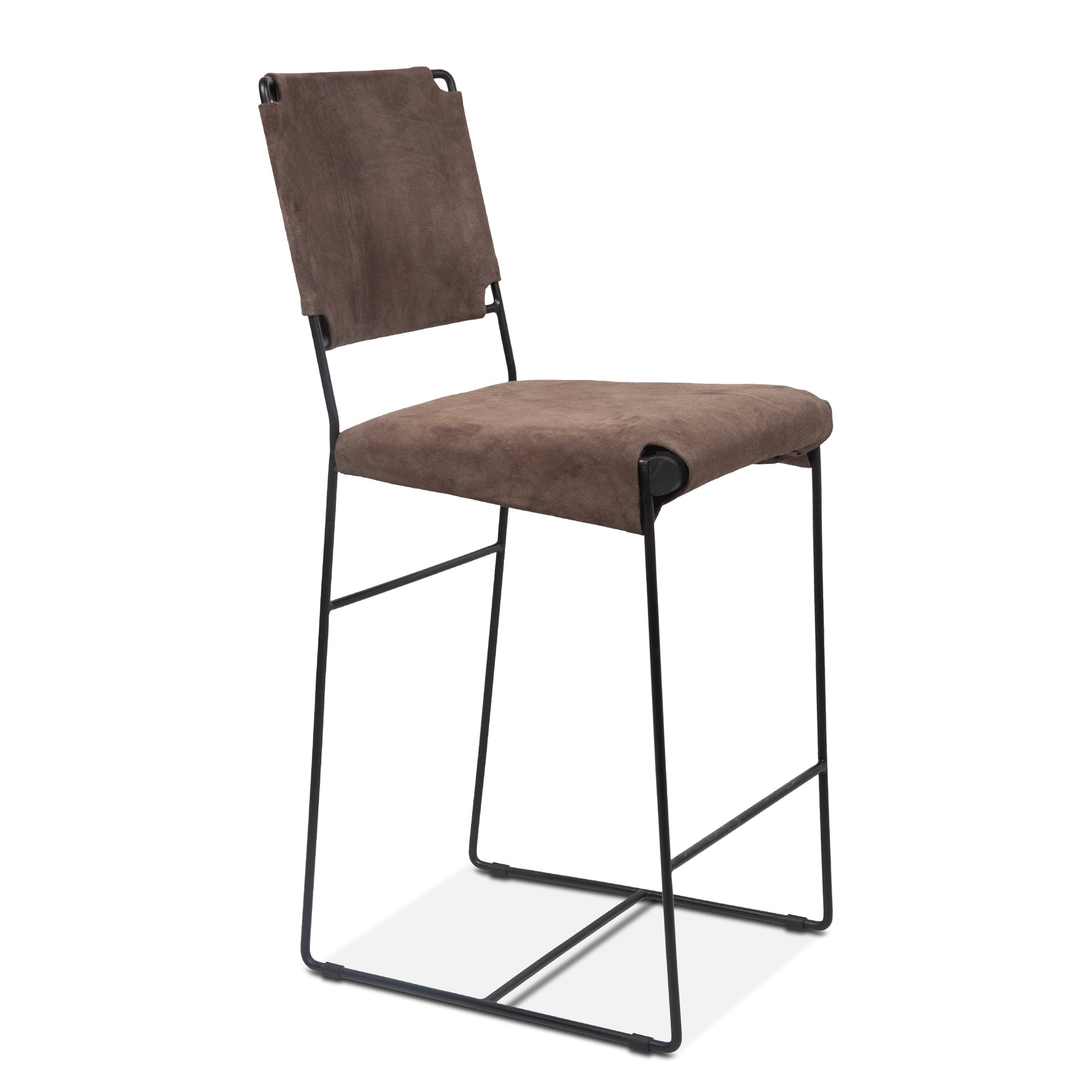 New York Leather Counter Chair - Asphalt Grey Suede