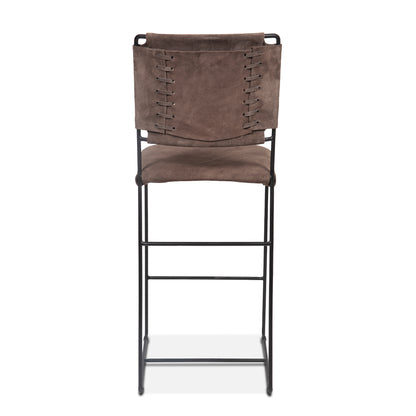 New York Leather Counter Chair - Asphalt Grey Suede