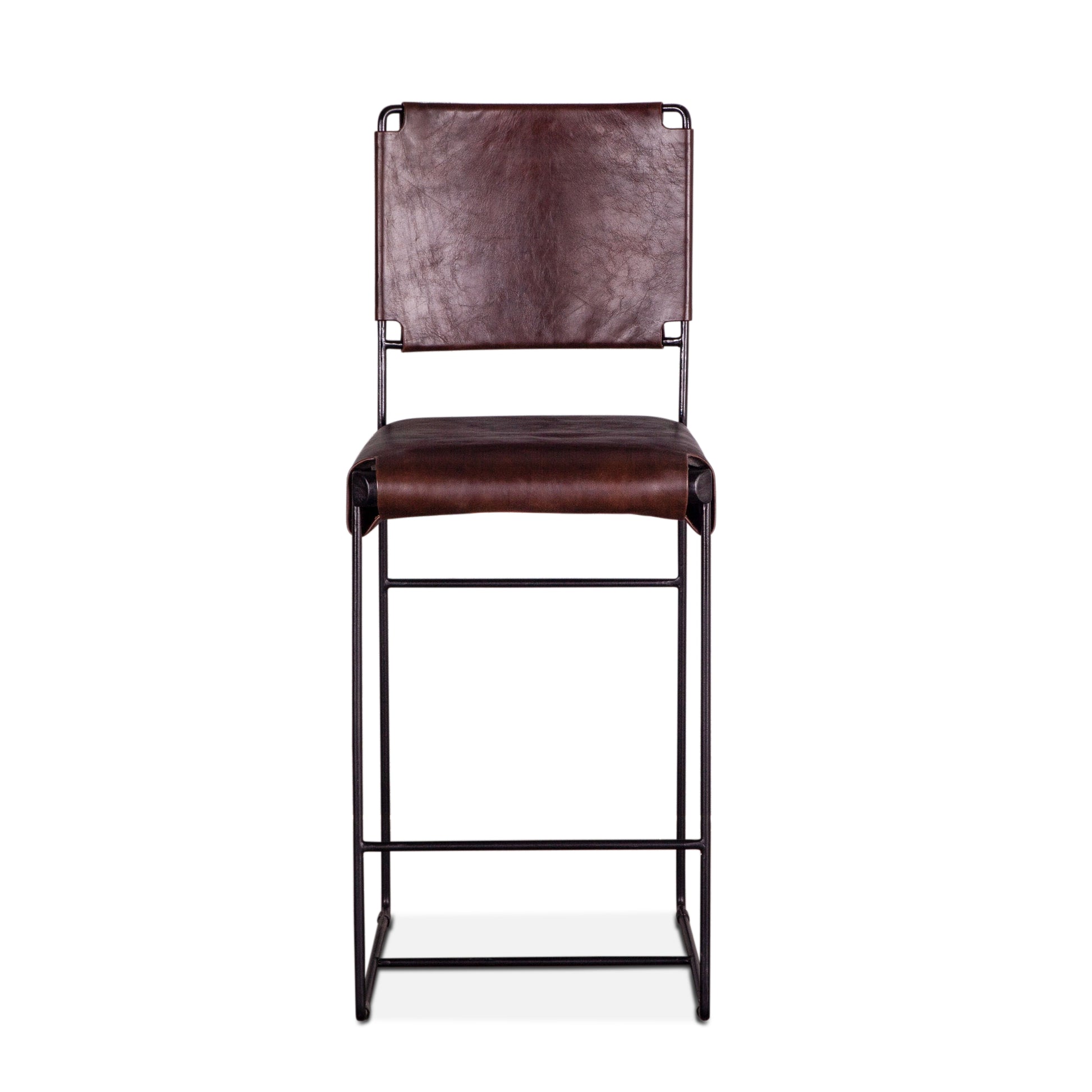 New York Leather Counter Chair - Chocolate Brown
