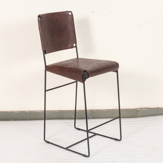 New York Leather Counter Chair - Chocolate Brown