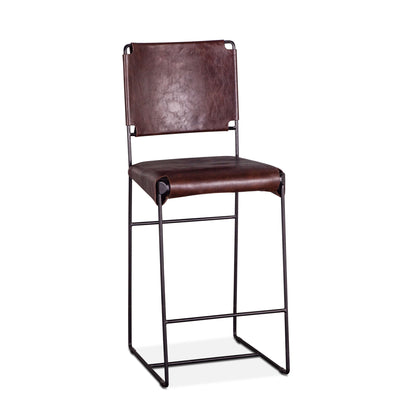 New York Leather Counter Chair - Chocolate Brown