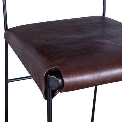 New York Leather Counter Chair - Chocolate Brown