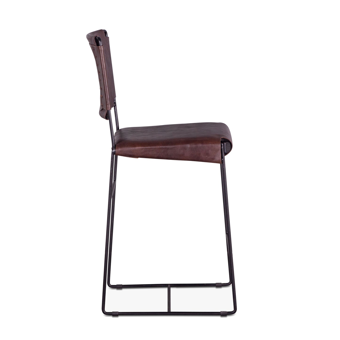 New York Leather Counter Chair - Chocolate Brown
