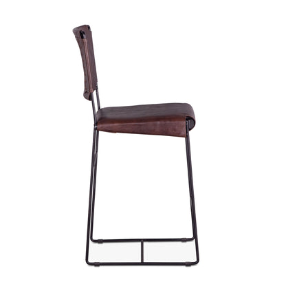 New York Leather Counter Chair - Chocolate Brown