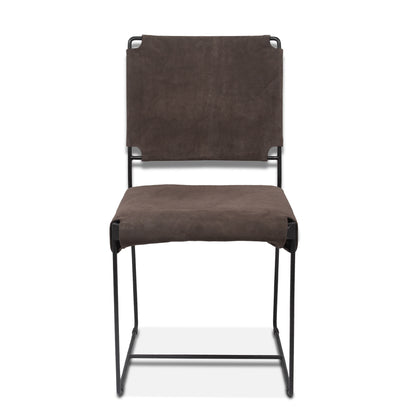 New York Leather Dining Chair - Asphalt Grey Suede