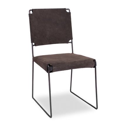 New York Leather Dining Chair - Asphalt Grey Suede