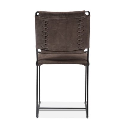 New York Leather Dining Chair - Asphalt Grey Suede