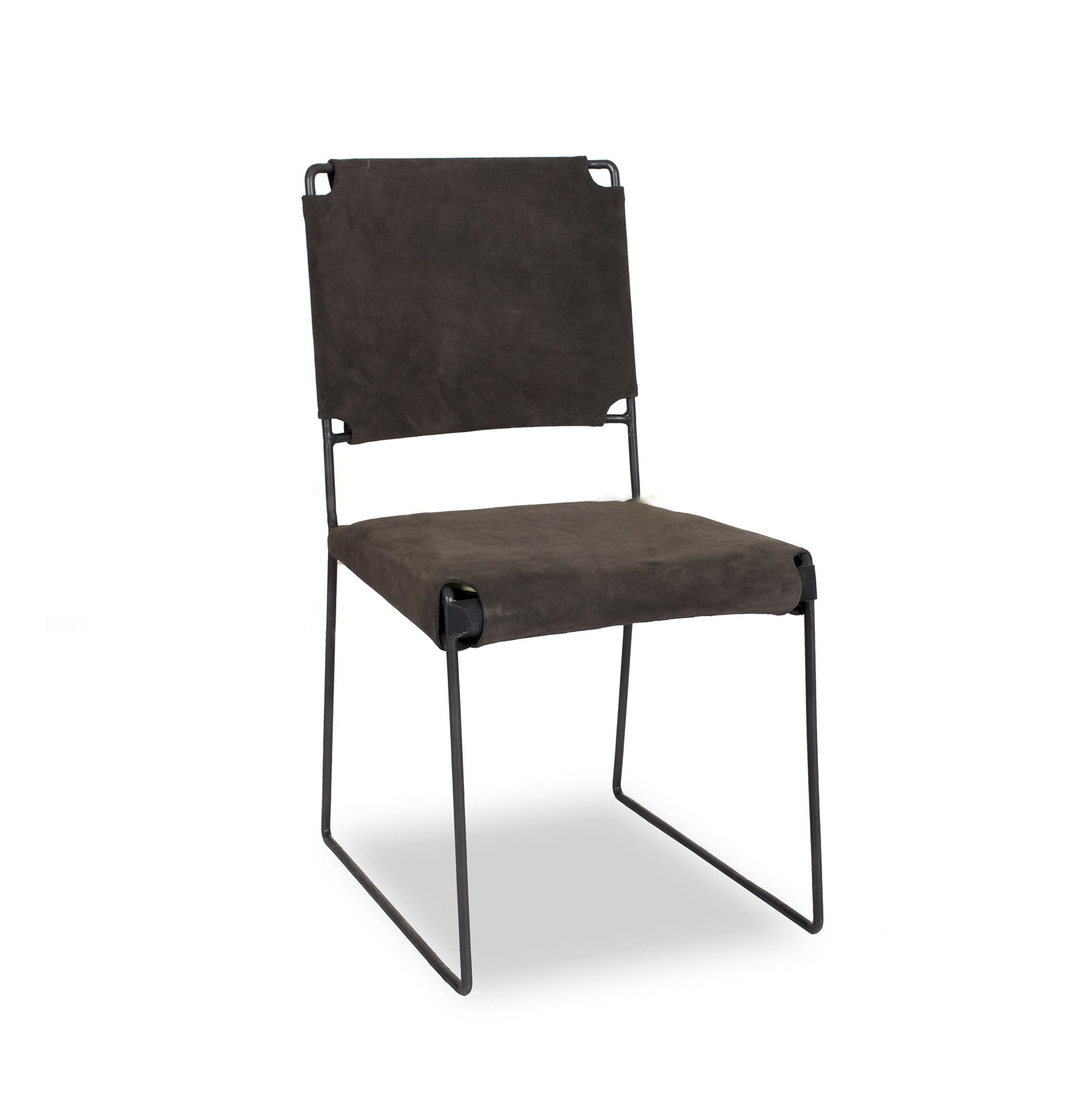 New York Leather Dining Chair - Asphalt Grey Suede