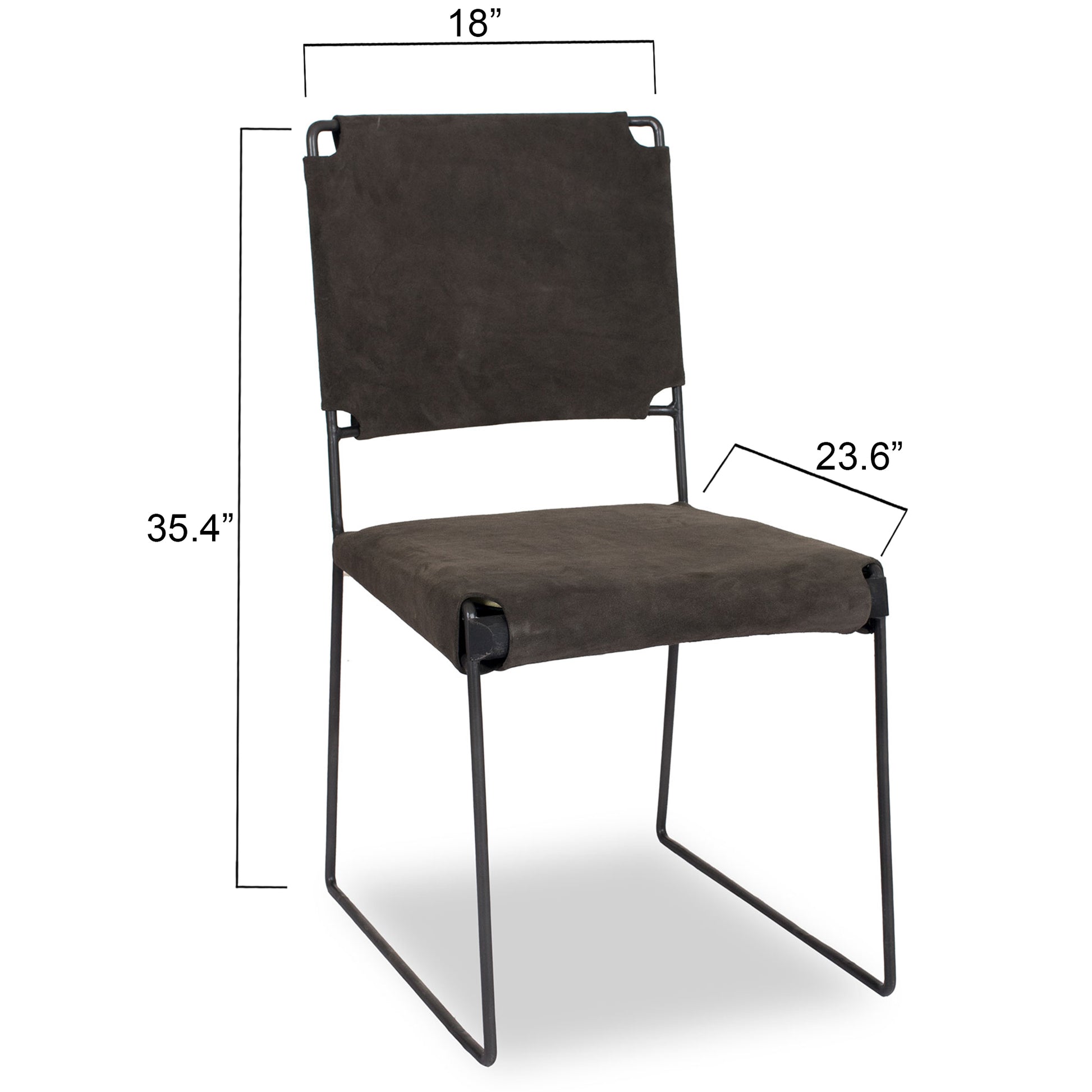 New York Leather Dining Chair - Asphalt Grey Suede