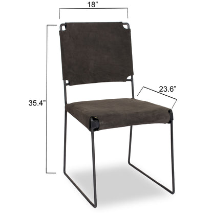 New York Leather Dining Chair - Asphalt Grey Suede