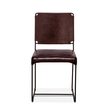 New York Leather Dining Chair - Chocolate Brown Leather