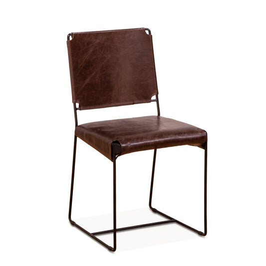New York Leather Dining Chair - Chocolate Brown Leather