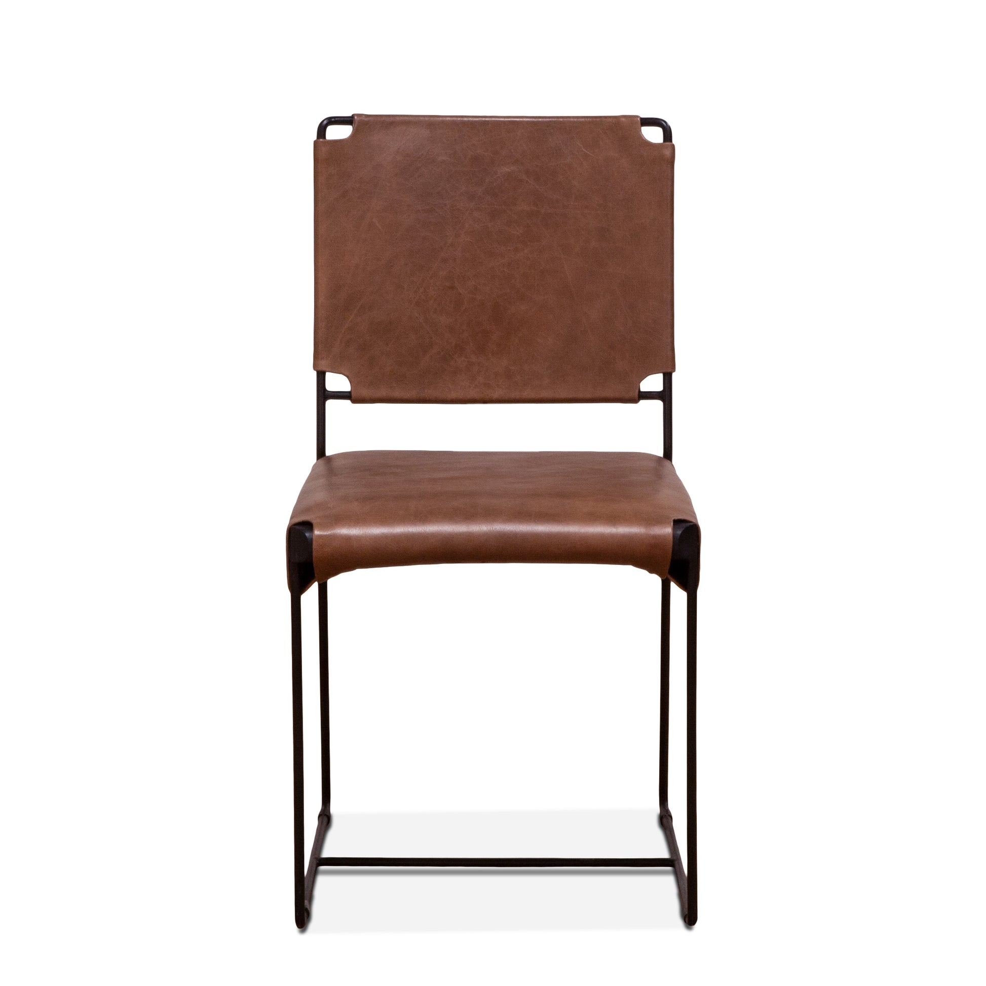 New York Leather Dining Chair - Tobacco Brown