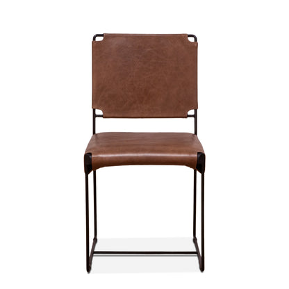 New York Leather Dining Chair - Tobacco Brown
