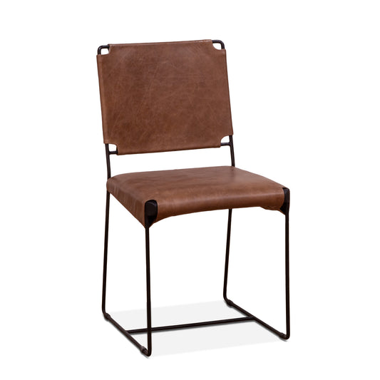 New York Leather Dining Chair - Tobacco Brown
