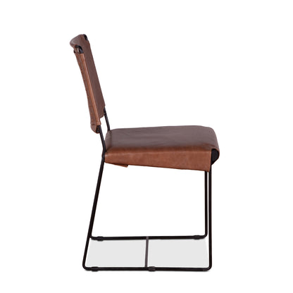 New York Leather Dining Chair - Tobacco Brown