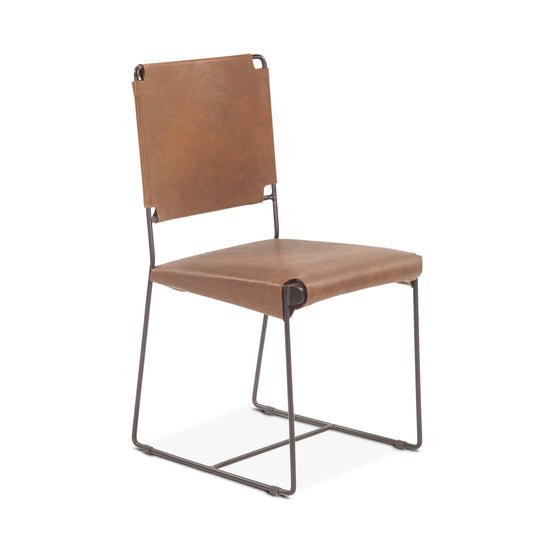 New York Leather Dining Chair - Brown Leather