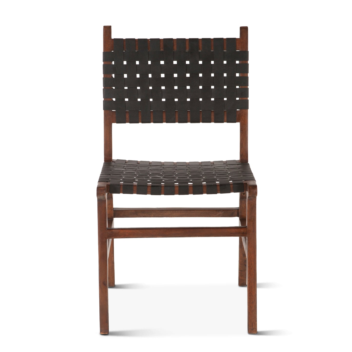 Palermo 18" Black Leather Dining Chair Matte Brown Wood