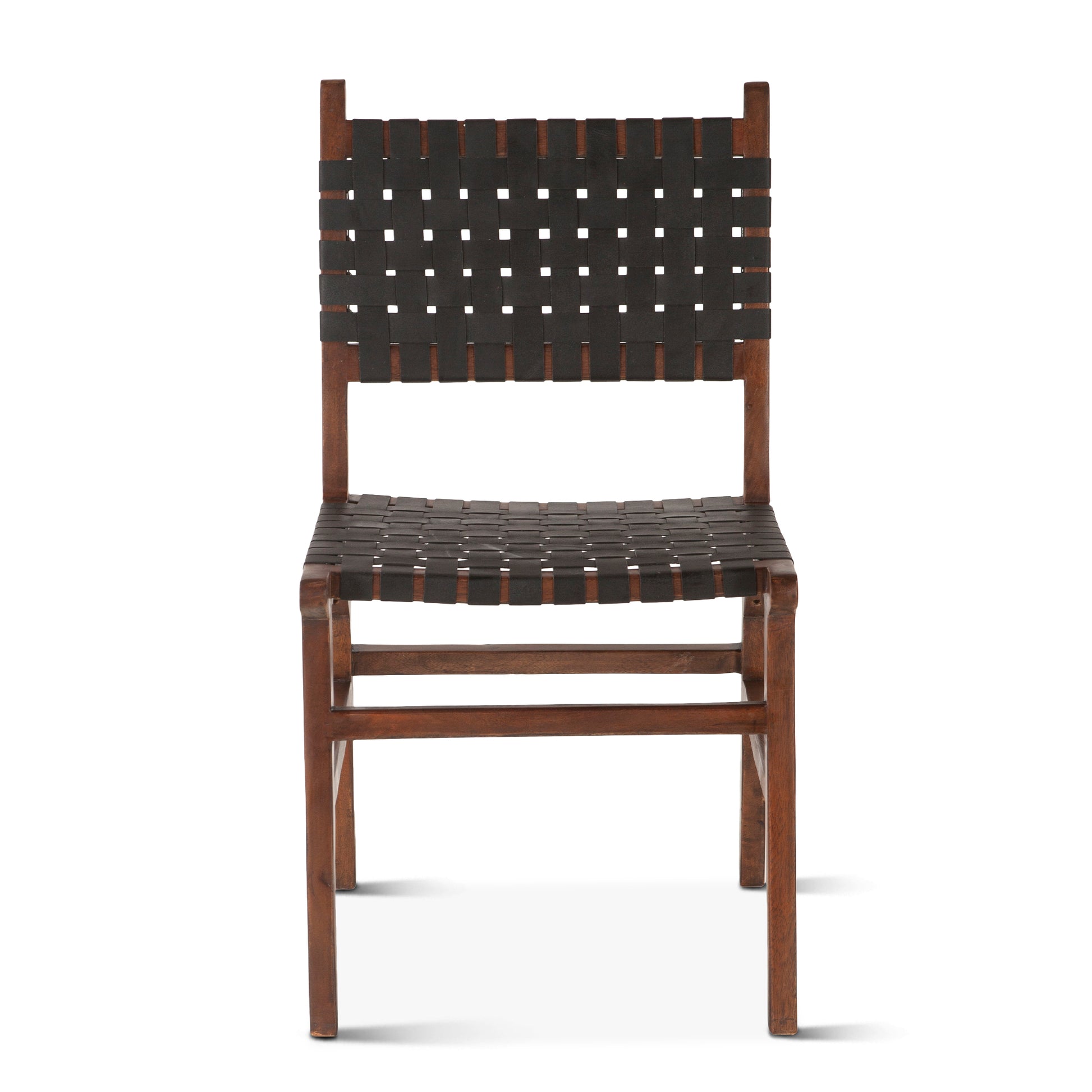 Palermo 18" Black Leather Dining Chair Matte Brown Wood