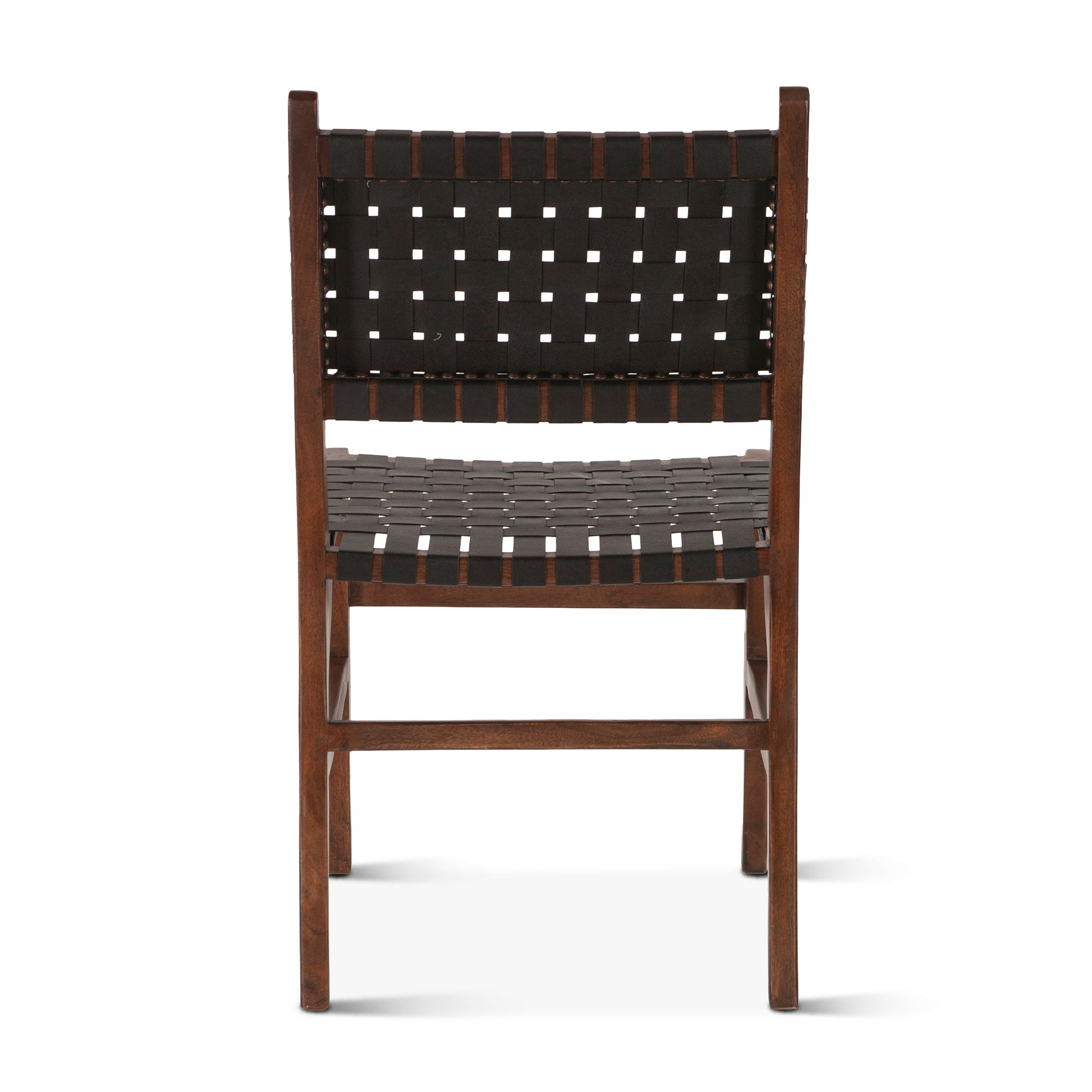 Palermo 18" Black Leather Dining Chair Matte Brown Wood