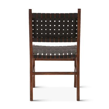 Palermo 18" Black Leather Dining Chair Matte Brown Wood