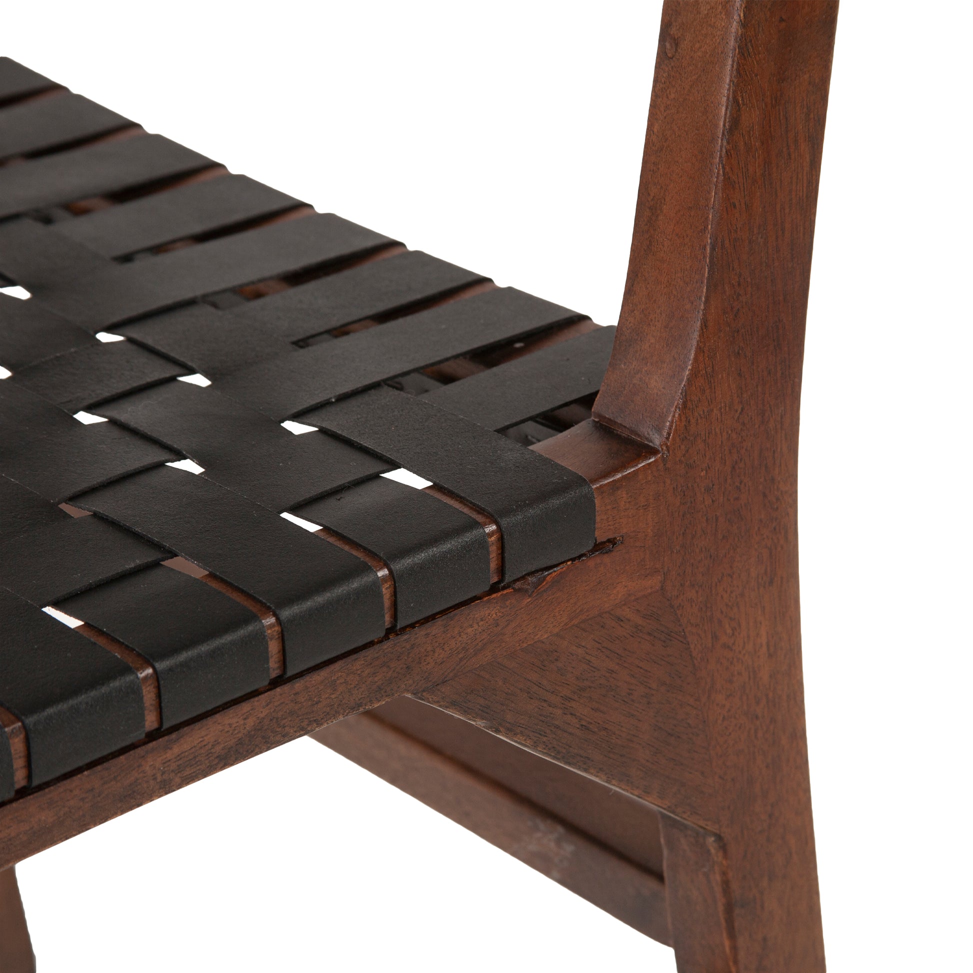 Palermo 18" Black Leather Dining Chair Matte Brown Wood