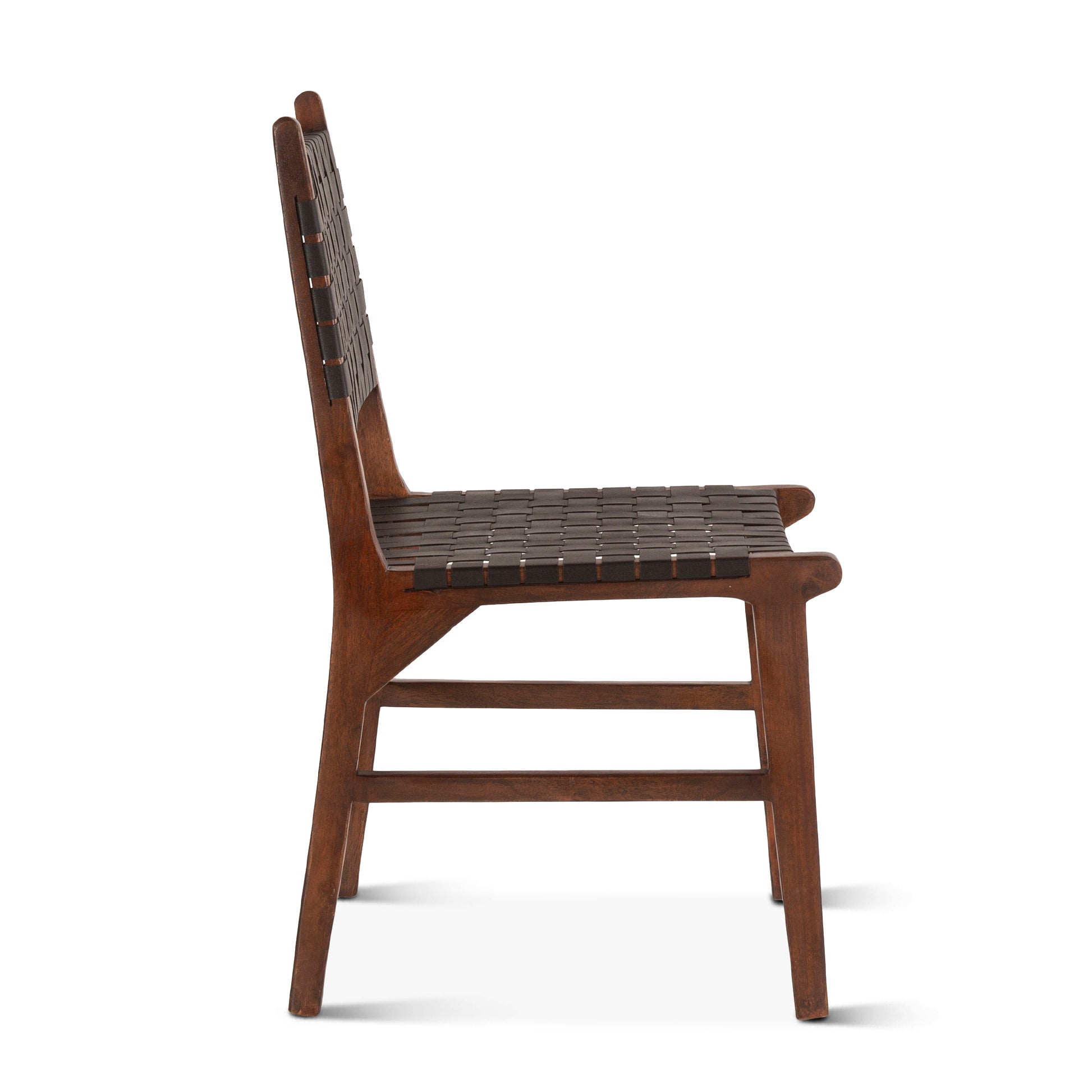 Palermo 18" Black Leather Dining Chair Matte Brown Wood