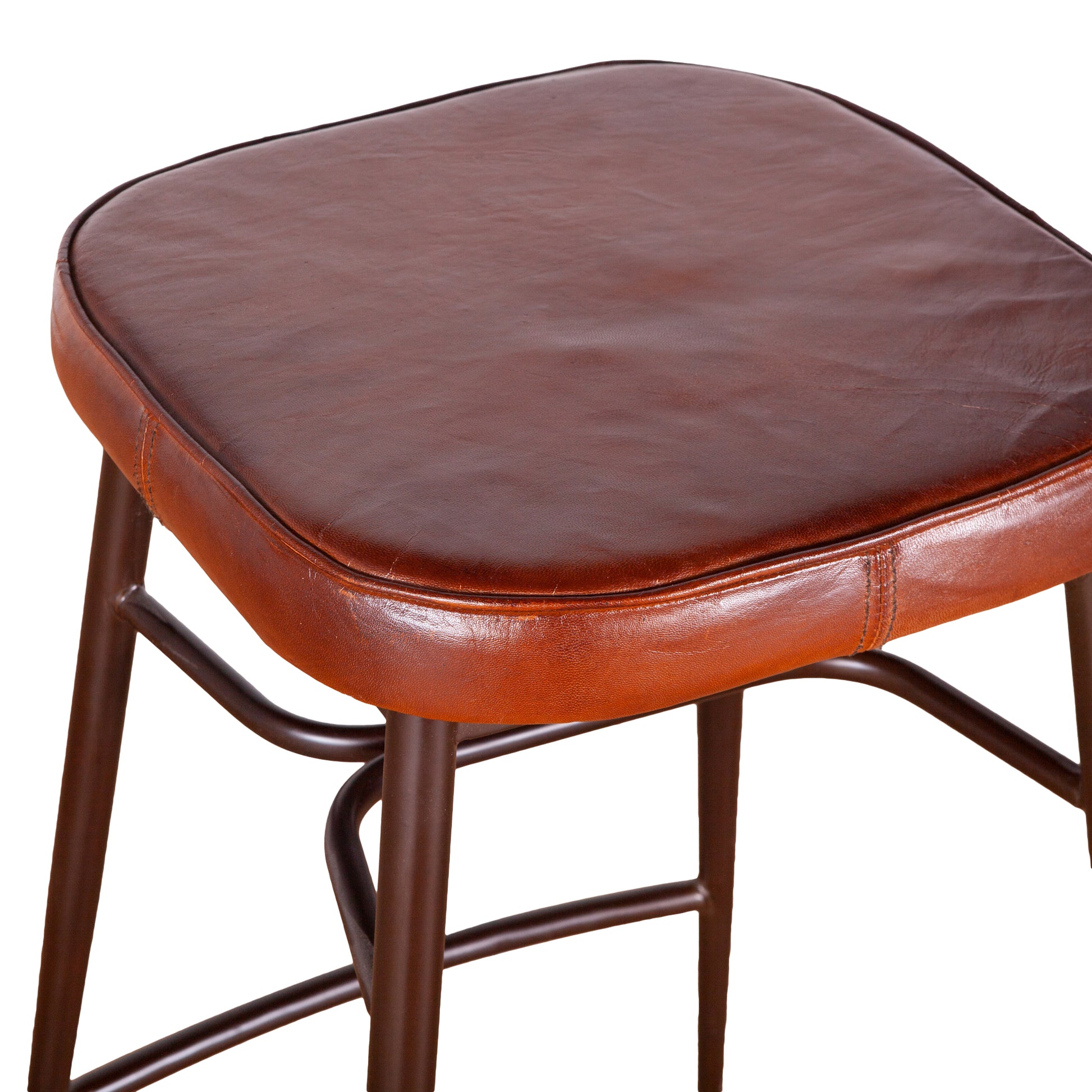 Wellington 19" Backless Brown Top-Grain Leather Bar Stool