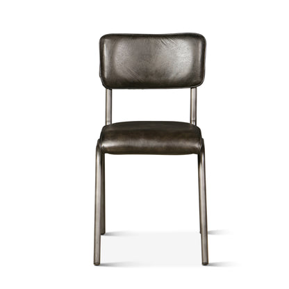 Bill 17" Ebony Leather And Iron Dining Chair