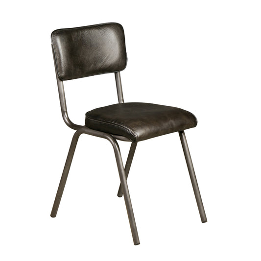 Bill 17" Ebony Leather And Iron Dining Chair