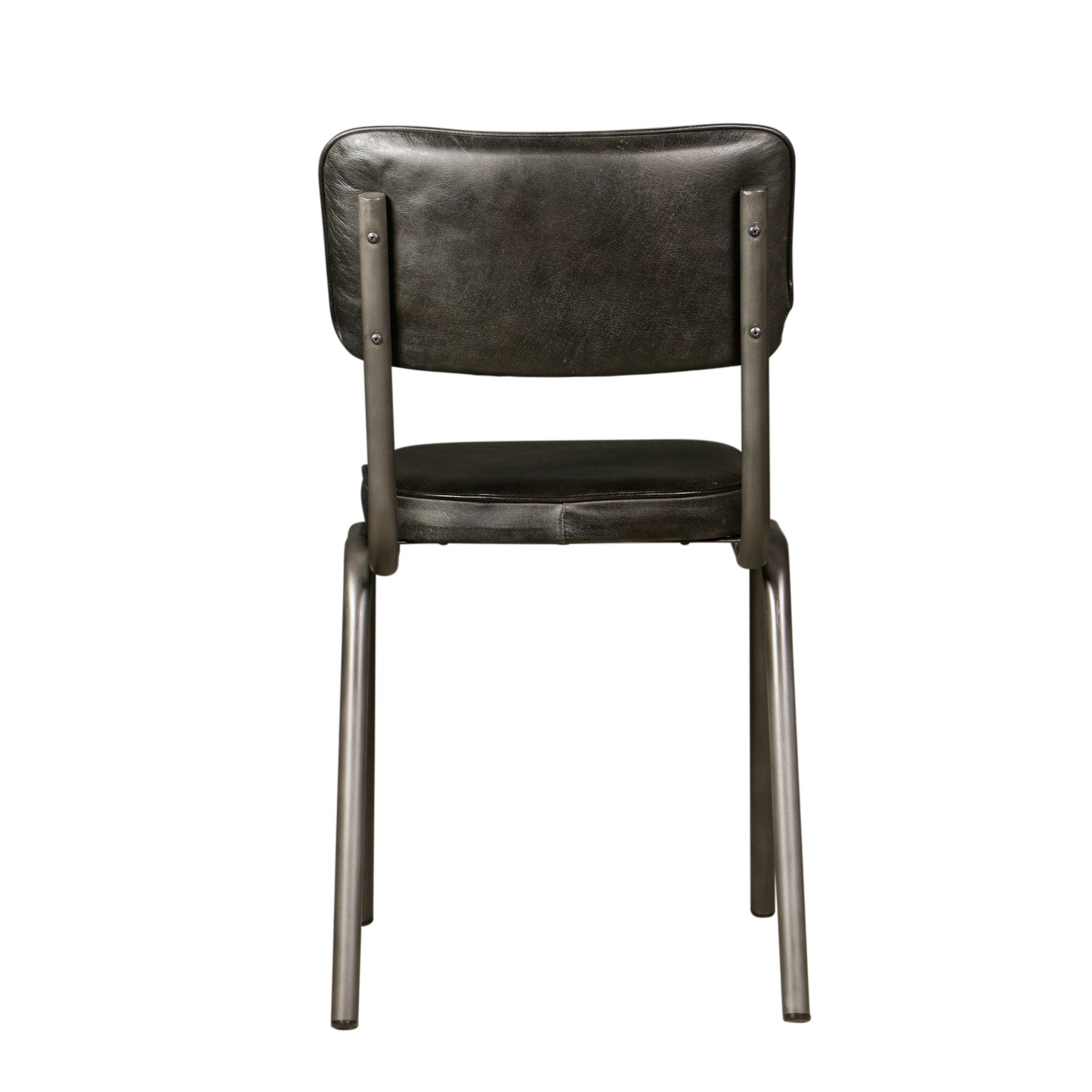 Bill 17" Ebony Leather And Iron Dining Chair
