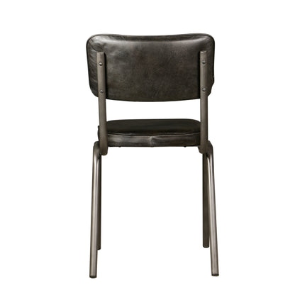 Bill 17" Ebony Leather And Iron Dining Chair