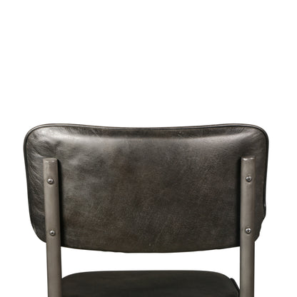 Bill 17" Ebony Leather And Iron Dining Chair