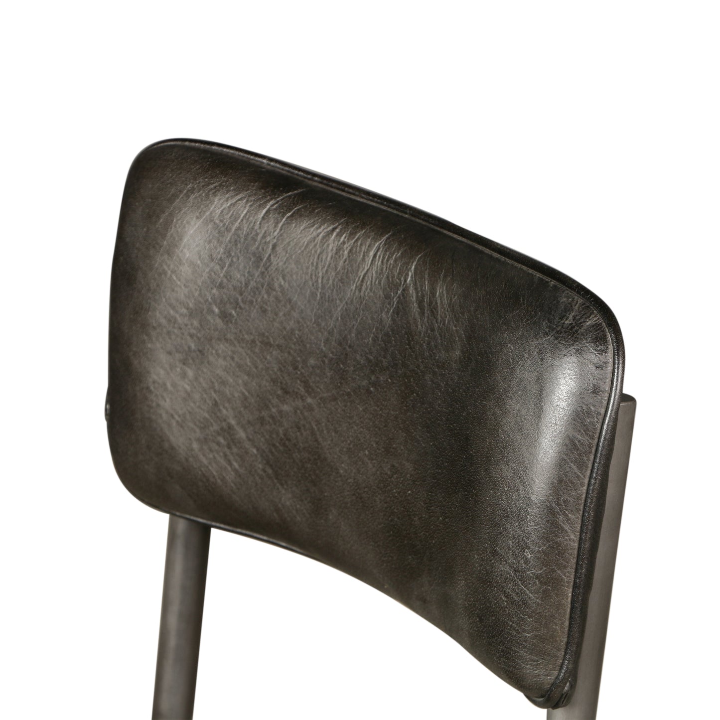 Bill 17" Ebony Leather And Iron Dining Chair