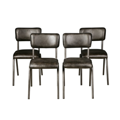 Bill 17" Ebony Leather And Iron Dining Chair