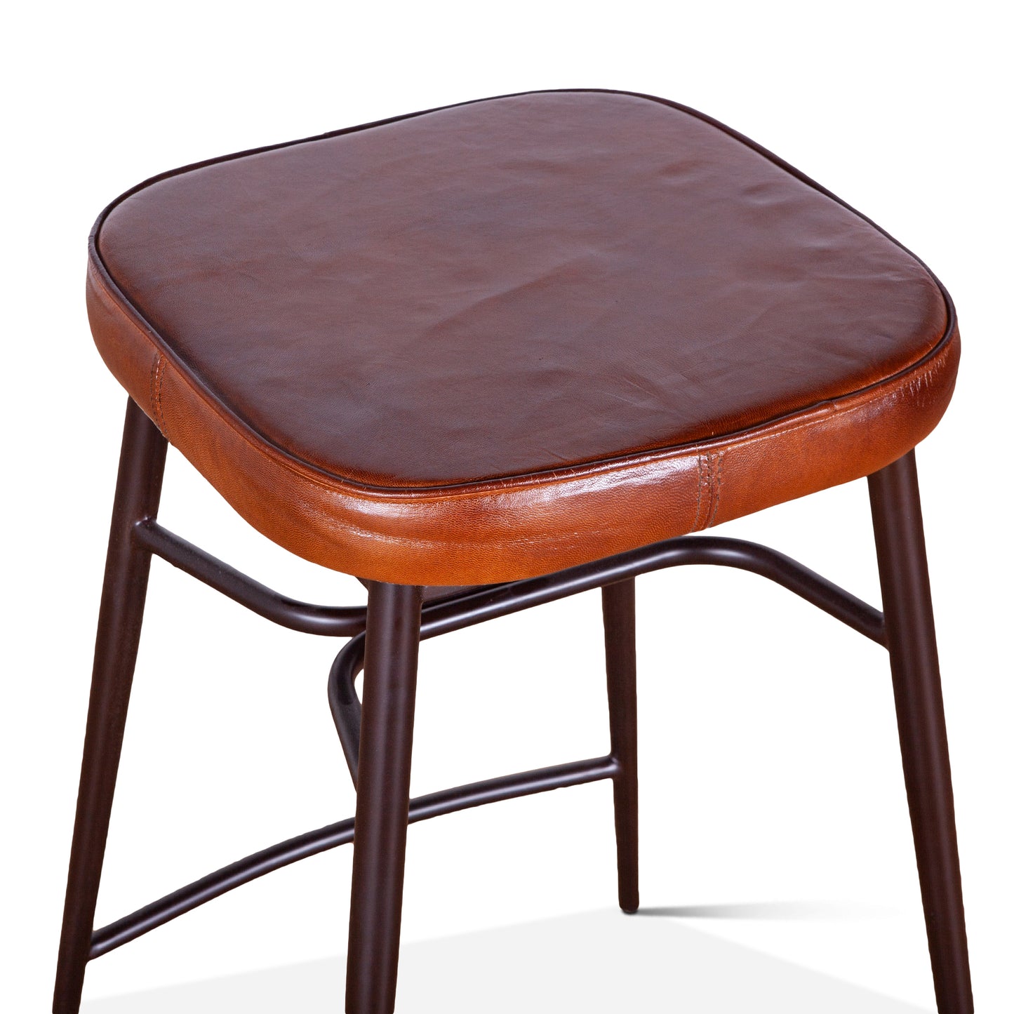 Wellington 19" Backless Brown Top-Grain Leather Counter Stool