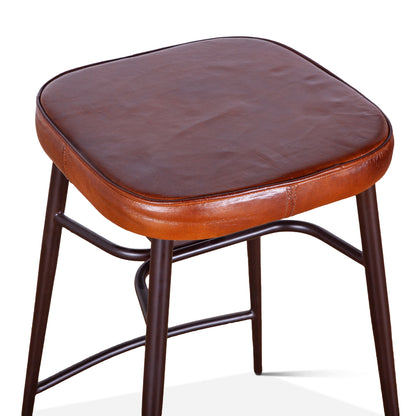 Wellington 19" Backless Brown Top-Grain Leather Counter Stool
