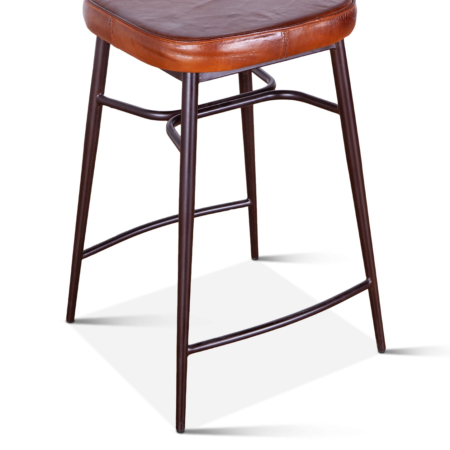 Wellington 19" Backless Brown Top-Grain Leather Counter Stool