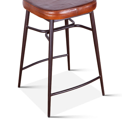 Wellington 19" Backless Brown Top-Grain Leather Counter Stool