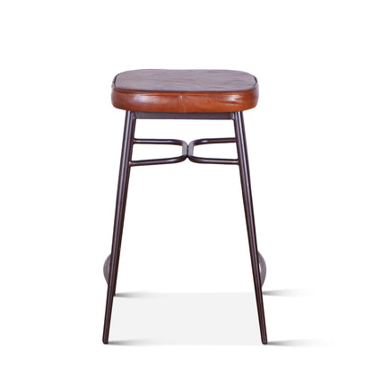 Wellington 19" Backless Brown Top-Grain Leather Counter Stool