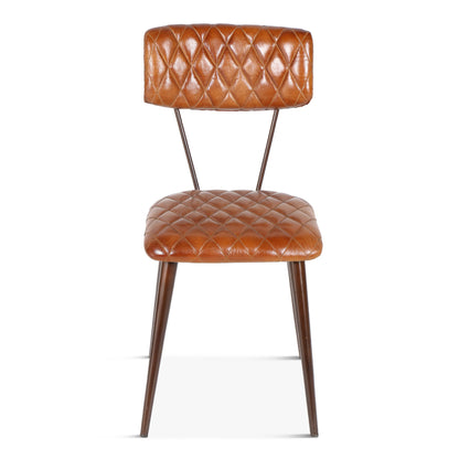 Wellington 17" Diamond Leather & Iron Dining Chair