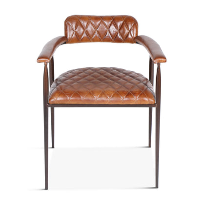Wellington 23" Diamond Leather Iron Arm Chair