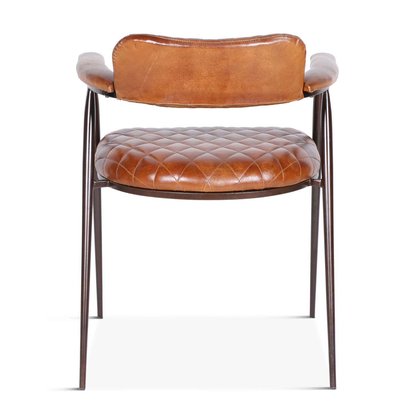 Wellington 23" Diamond Leather Iron Arm Chair
