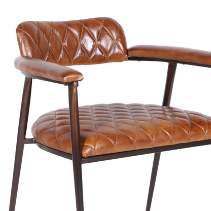 Wellington 23" Diamond Leather Iron Arm Chair