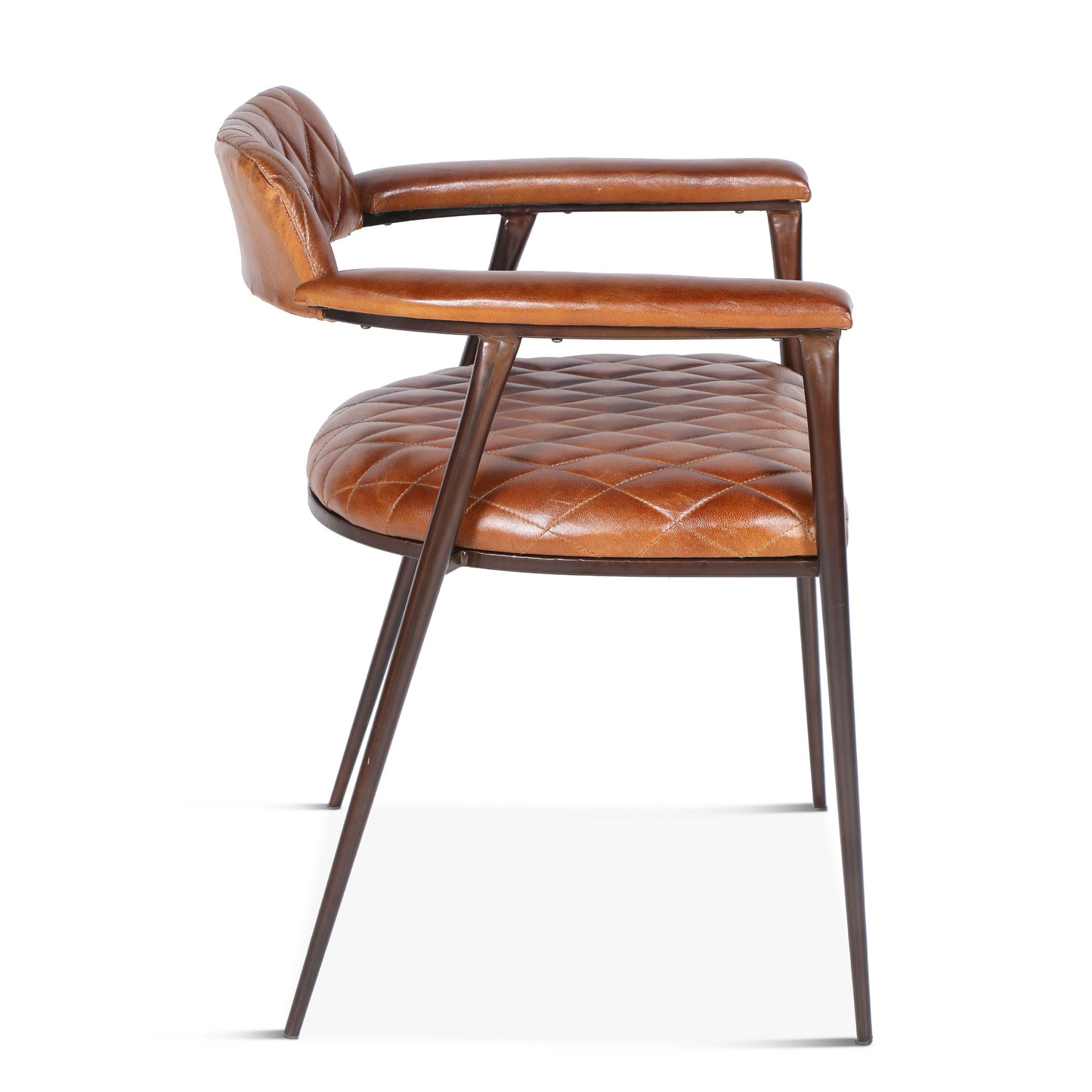 Wellington 23" Diamond Leather Iron Arm Chair